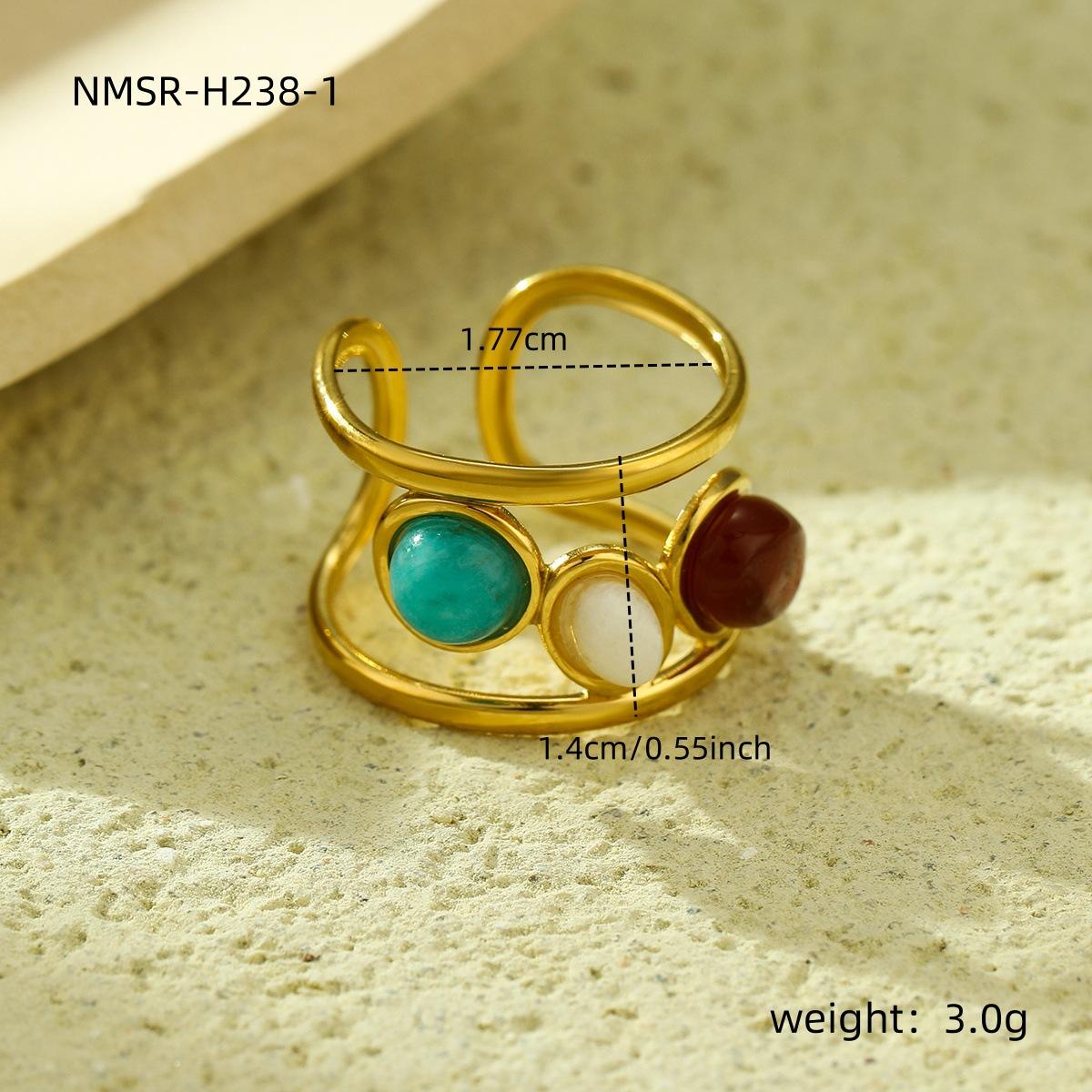 GEMCHIC Women s Titanium Steel Multi-Color Turquoise Minimalist Stainless Steel Ring