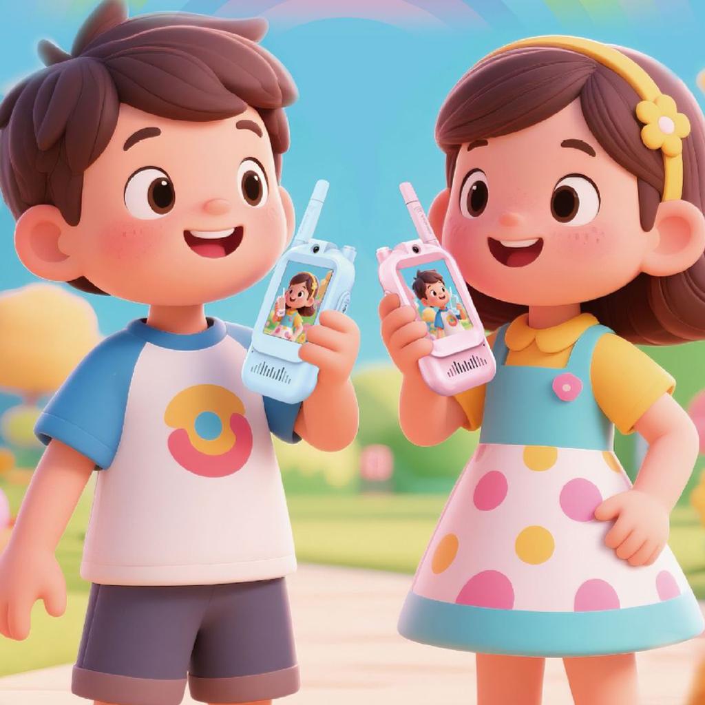 Video Kids Walkie Talkie 2 Pack Rechargeable Children Indoor Outdoor Toy 2-inch Screen Cartoon Intercom Christmas Birthday Gifts