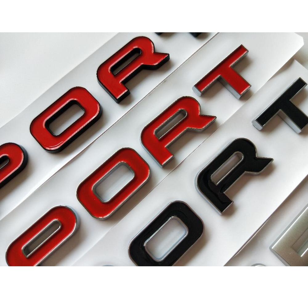 Black Red Chrome Silver Letters SPORT Trunk Emblems Symbols Badges Sticker