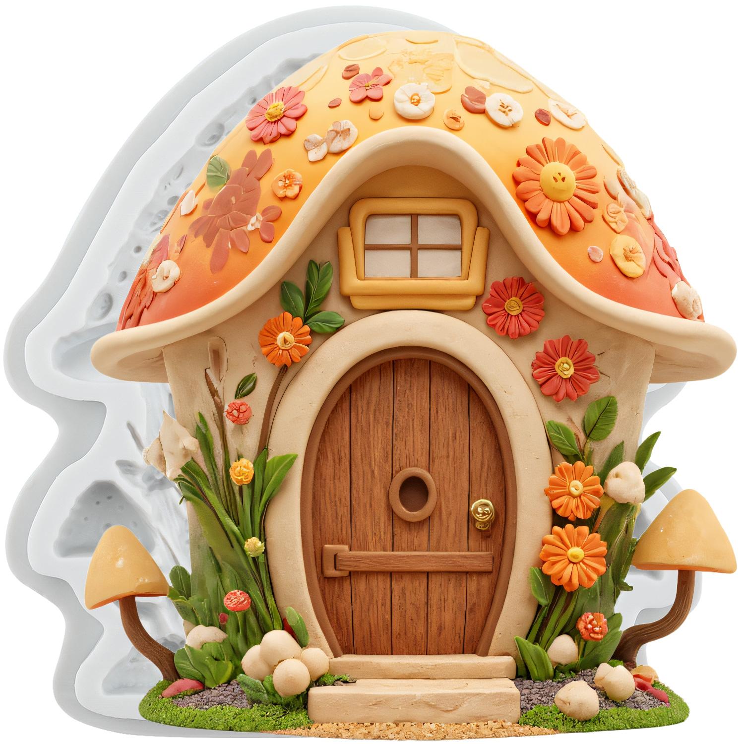 

Fairy Doors Silicone Molds Mushroom House Fondant Mold Cake Decorating Tools Cupcake Topper Chocolate Candy Craft Gum Paste Polymer Clay