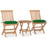 Day and Night - Day and Night Folding Garden Dining Set 3 Pieces Teak Wood Cushions