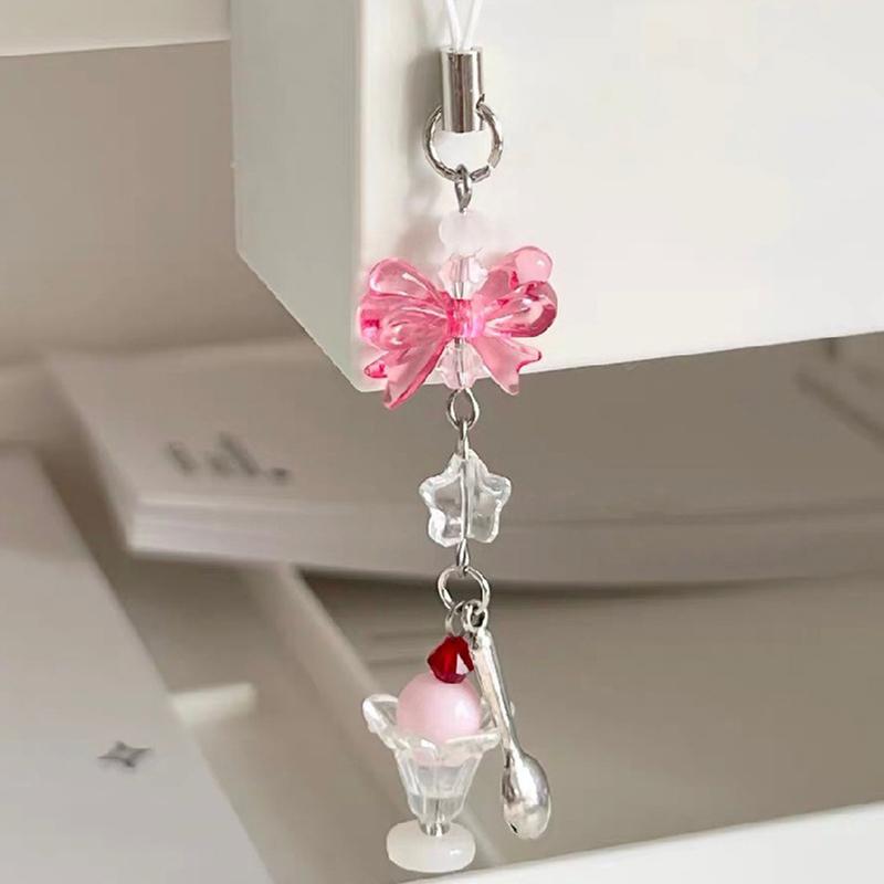 

Трехцветный кулон для мобильного телефона с мороженым и газировкой, подвеска для наушников ручной работы с девчачьим сердечком, цепочка для телефона, сумка, кулон, брелок as the picture