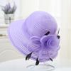 Elegante Sommer-Breitkrempen-Damenhut Große Satinblume Band Feder Schlapphut Strandsonnenhut Kentucky Derby Hochzeits-Kirchenhüte