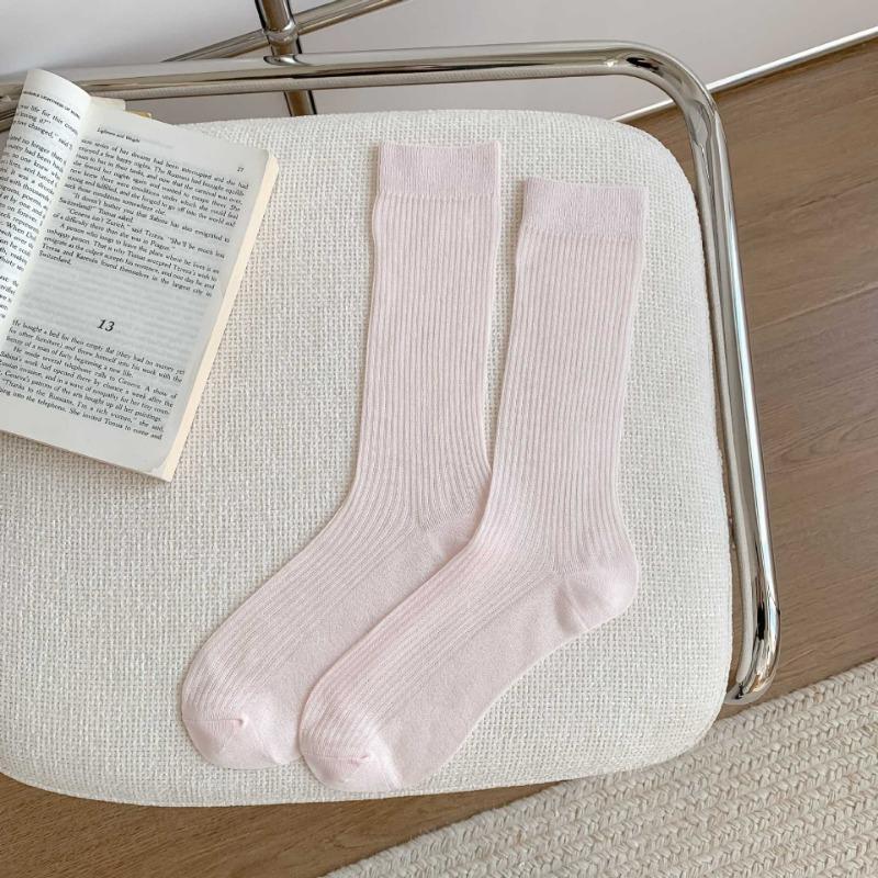 Women's Spring and Summer Lightweight and Breathable Stack Socks, Candy Color Series Boneless Sewn Long Socks, Versatile and Comfortable
