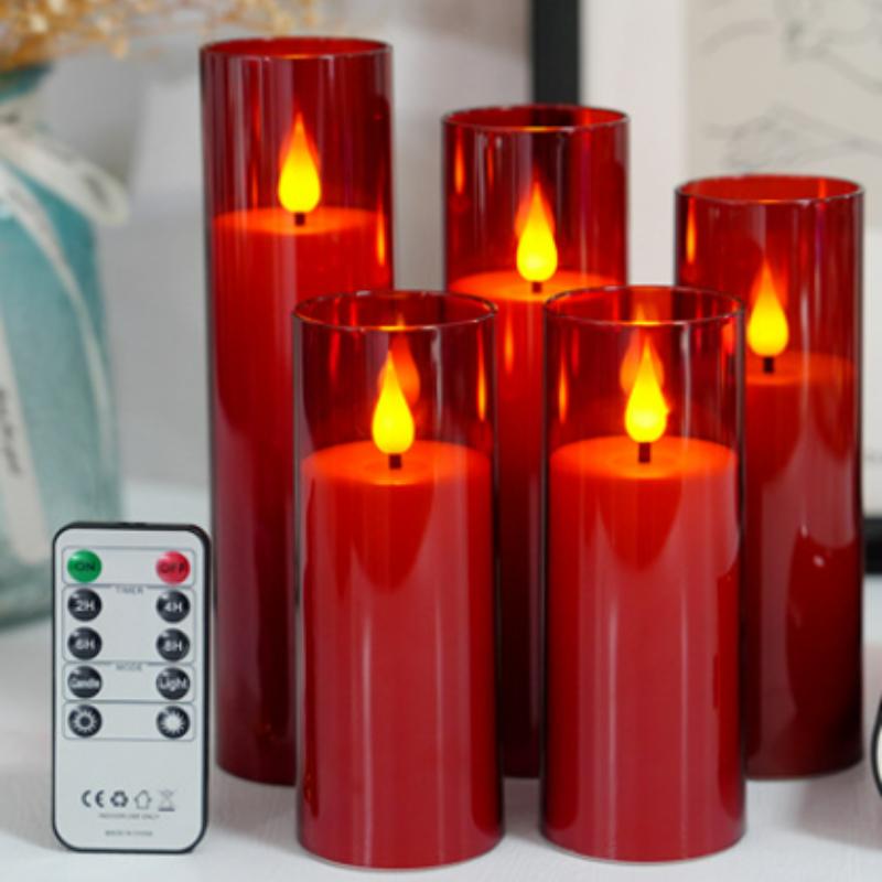 5-Pack LED Candle with Remote Control Romantic Birthday Confession Proposal Home Decoration LED Light Acrylic Electronic Candle