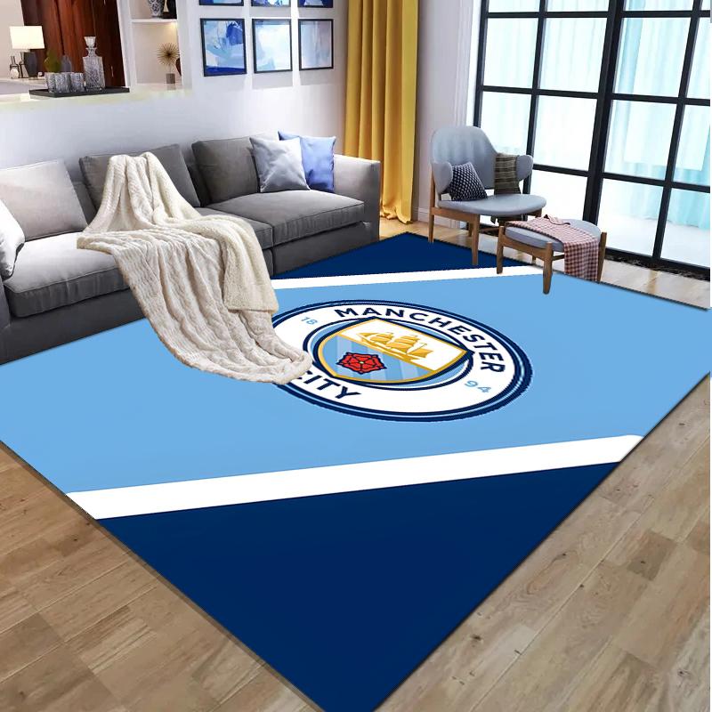 Manchester City FC Pattern Rug, Indoor/Outdoor Mat, for Picnic, Gameroom, Bedroom, Office, Living Room, Home Decor Carpet, Birthday Gift