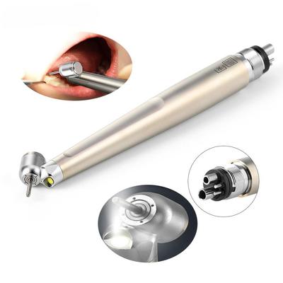 Zahnärztliches 45-Grad E-Generator Hochgeschwindigkeits-Handstück LED Titanbeschichtung Standardkopf Einzelwasserspray-Handstück 4 Löcher