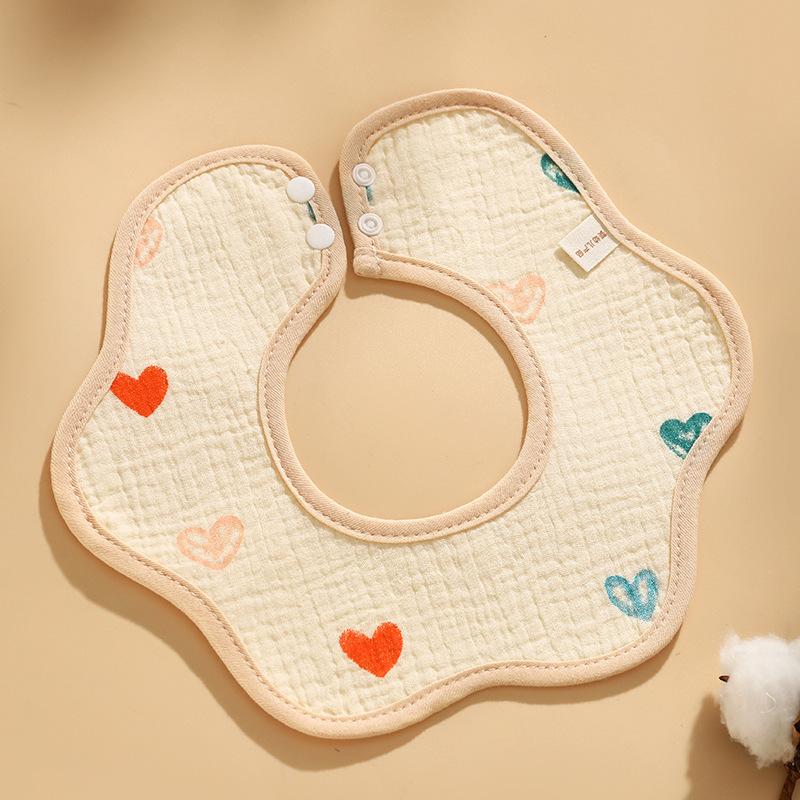 Baby Saliva Towel Class A Four-Layer Crepe Cartoon Snap-Button Bib Baby Triangle Scarf Newborn Bib