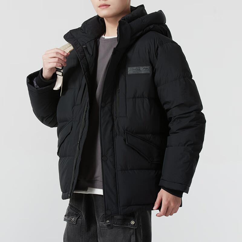 Skechers Fashionable Hooded Comfortable Warm Down Jacket Men Outerwear Carbon-Black L424M032-0018