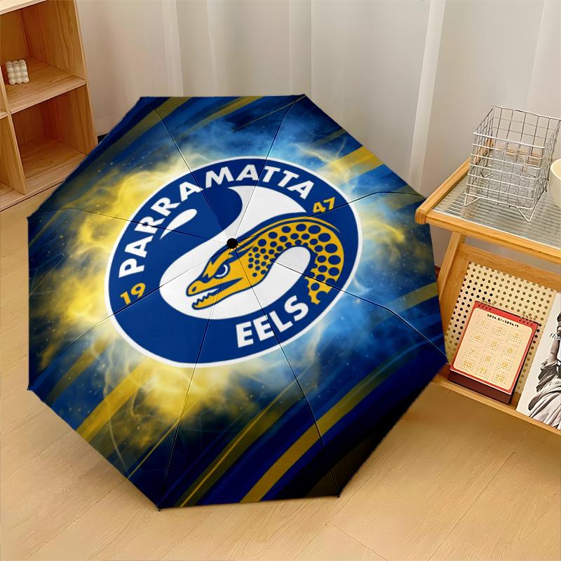 Parramatta Eels Print Auto 8?Ribs Folding Umbrella Wind Resistant Lightweight Automatic Umbrella For Daily Travel