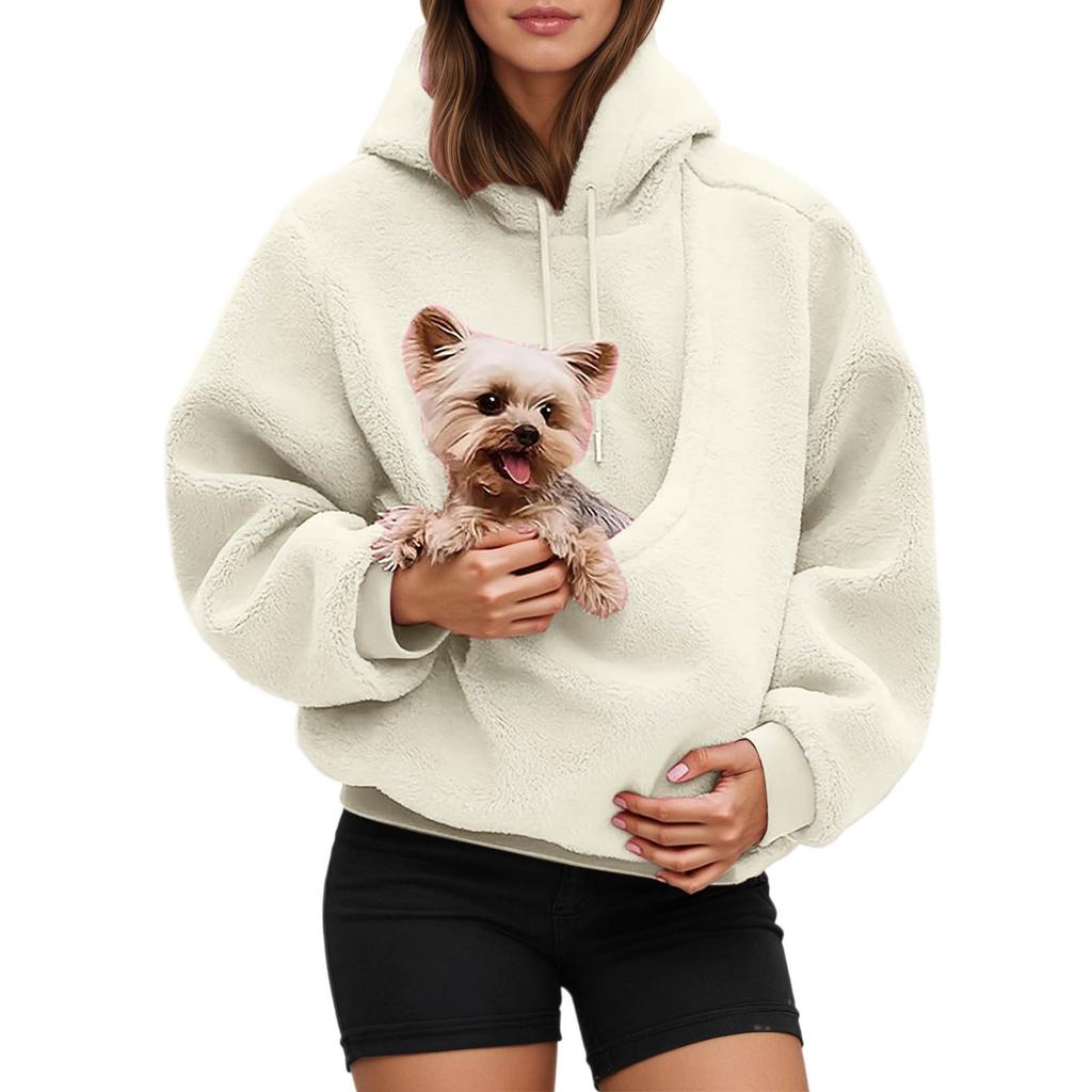 Pocket Style Pet In One Double-sided Plush Loose Fitting Hooded Sweatshirt For Both Men And Women
