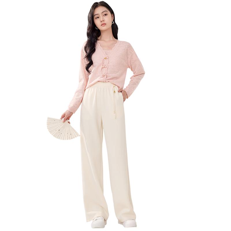 Xiangying Women s New Chinese Style Wide-Leg Draped Trousers XL