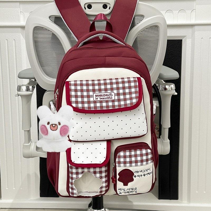 Schoolbag New Schoolbag High Value Dopamine Cute Girl Backpack Campus Junior High School High School Students Large Capacity Backpack