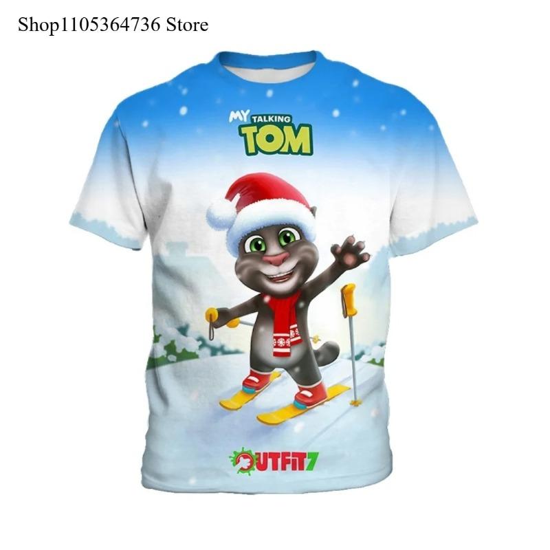 2026 Mein Talking Tom Kinder 3D-gedrucktes kurzärmeliges T-Shirt, Modekleidung für Jungen, Tägliches lässiges bequemes Oberteil