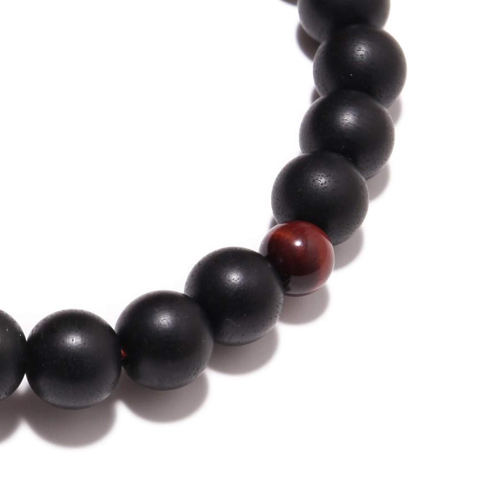 Nenjudo Made in Japan Ebony, Red Tiger's Eye Stone, Silk Tassel, Prayer Beads Bag Included. Handmade Men's Prayer Beads. Suitable for All Sects. Made