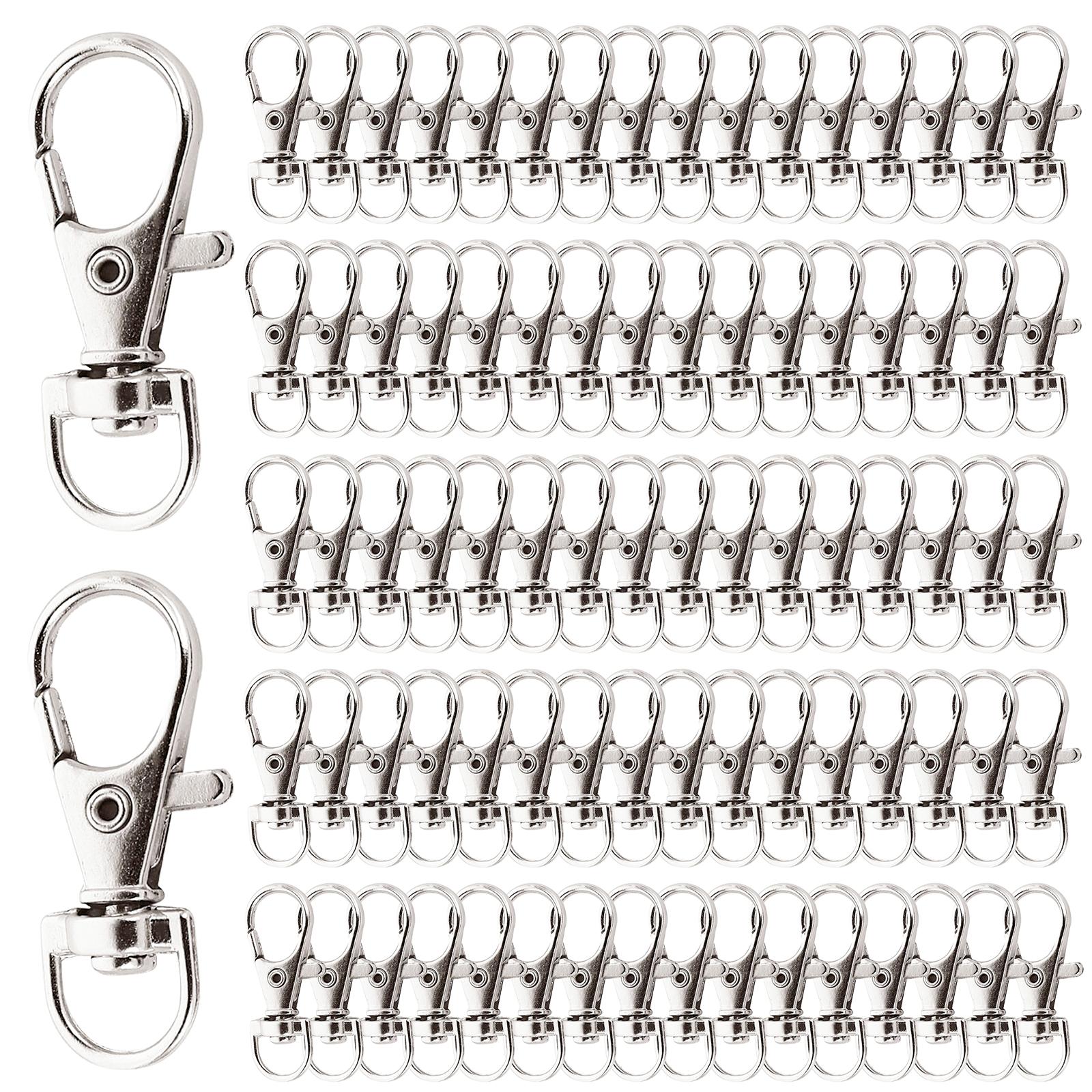 

25/50/100/200 шт. Вращающиеся карабины-лобстеры, Вращающиеся брелоки из нержавеющей стали, Застежки D-кольцо, Защелкивающийся крючок для DIY шнурков, цепочек, ключей, сумок 25Pcs серебряный