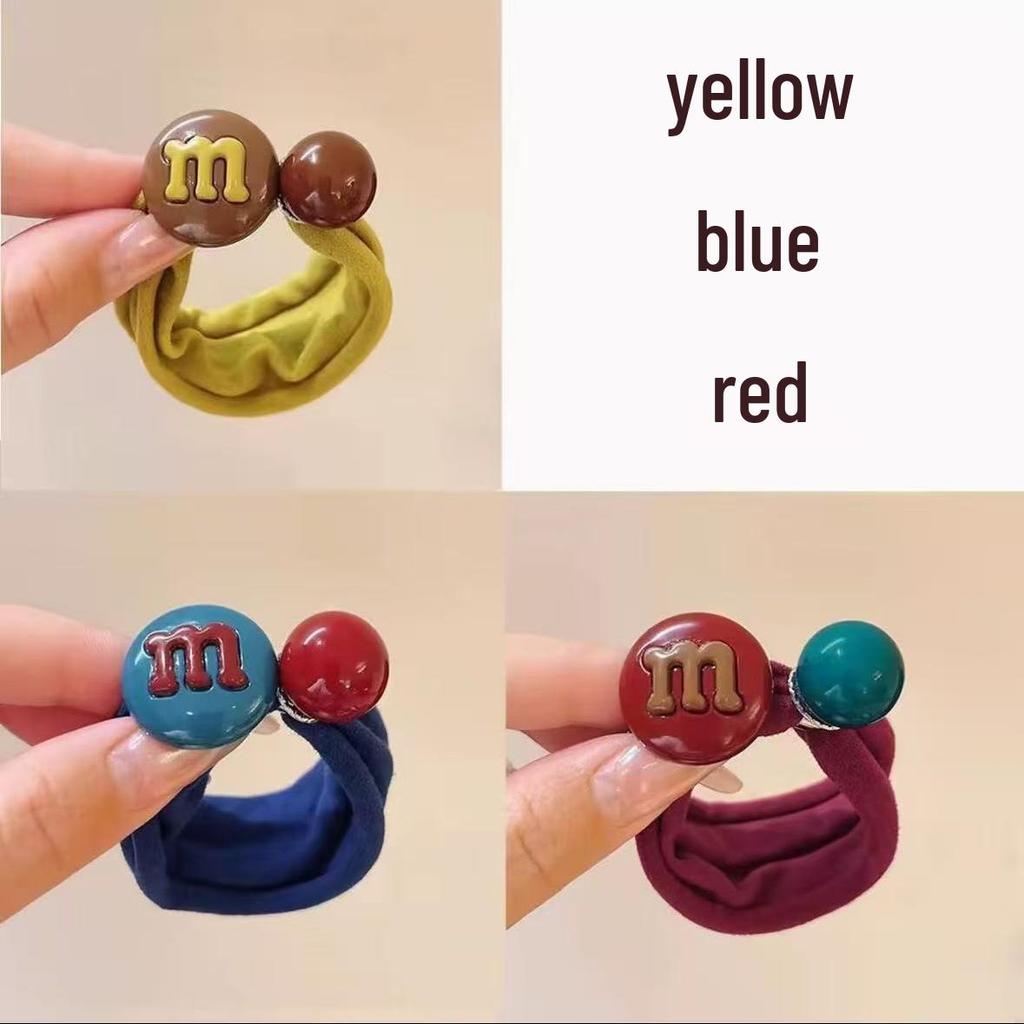 Korean-Style Seamless Elastic Hair Ties for Women - M-Shaped, Candy Colors, No-Damage, Perfect for Ponytails