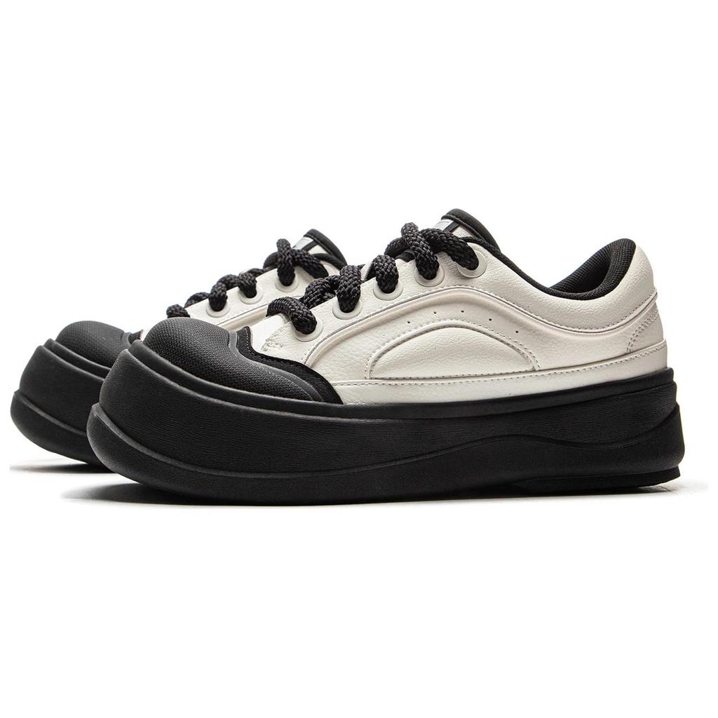 Li Ning Honey Thick Sole Platform Sneakers Classic Comfortable Trendy Non-Slip Wear-Resistant Low-Top Women Sneakers White Black AGCV096-2