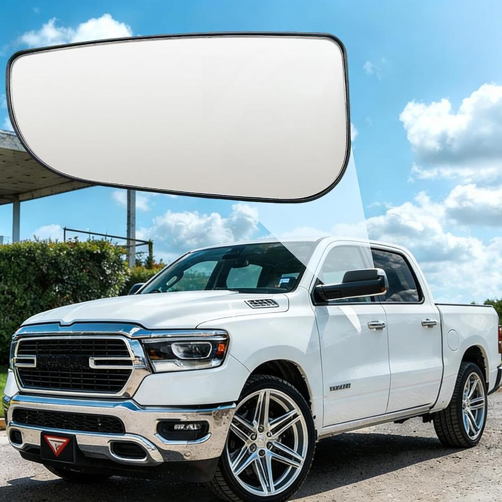 68067731AA Ram Driver Side Lower Glass Fit for 2009-2020 Dodge Ram | Towing mirror lower glass. Convex design. Includes rear mounting bracket. Direct