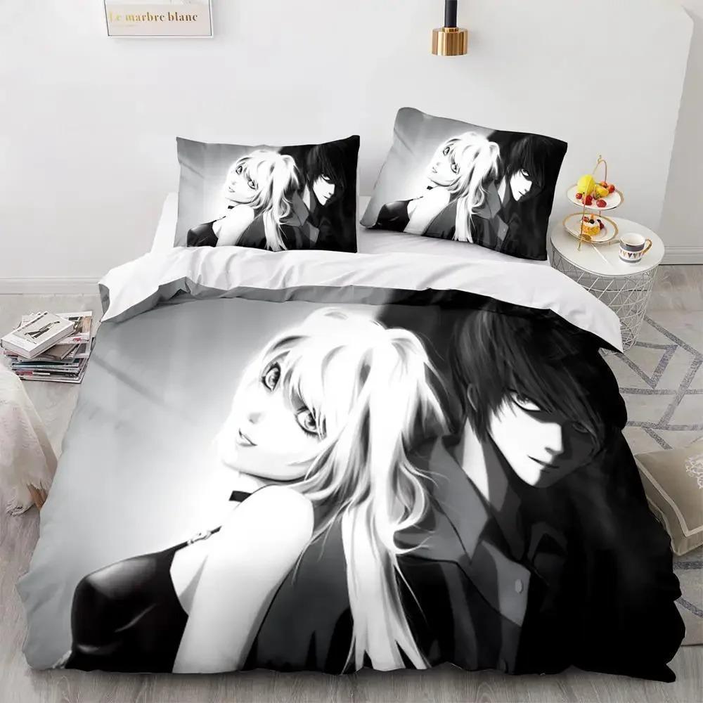 

Комплект постільної білизни Зошит смерті Single Twin Full Queen King Size Bed Set Дорослі Дитяча спальня Підодіяльники 3D-друк Аніме Зошит смерті US Full 200x230cm