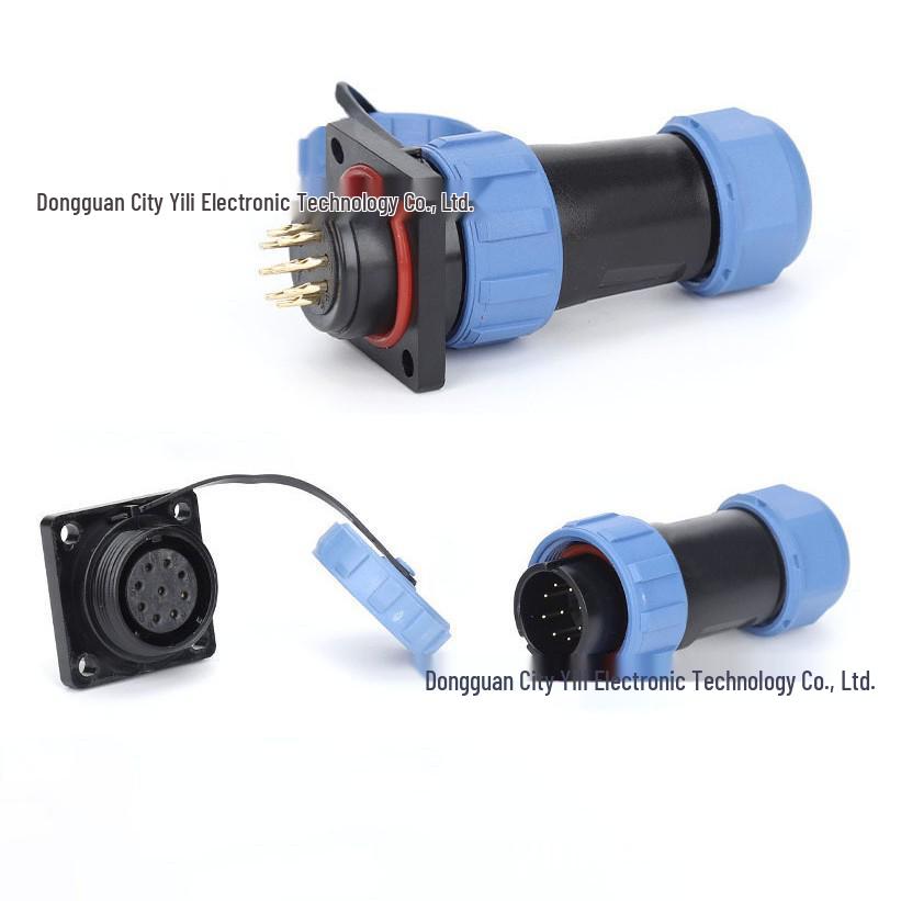 SP21 Square Aviation Plug Socket, 23-Core, 12-Pin, Male/Female, IP68 Waterproof Industrial Connector