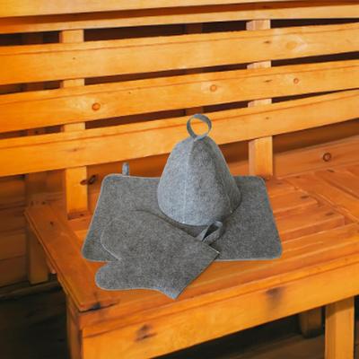 3 Stück Filz Sauna Sets Unisex Russische Anti-Hitze Badezubehör Badehäuser Hut für