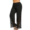 Plus Size Women Casual Loose Wide Leg Sports Pants with Lace