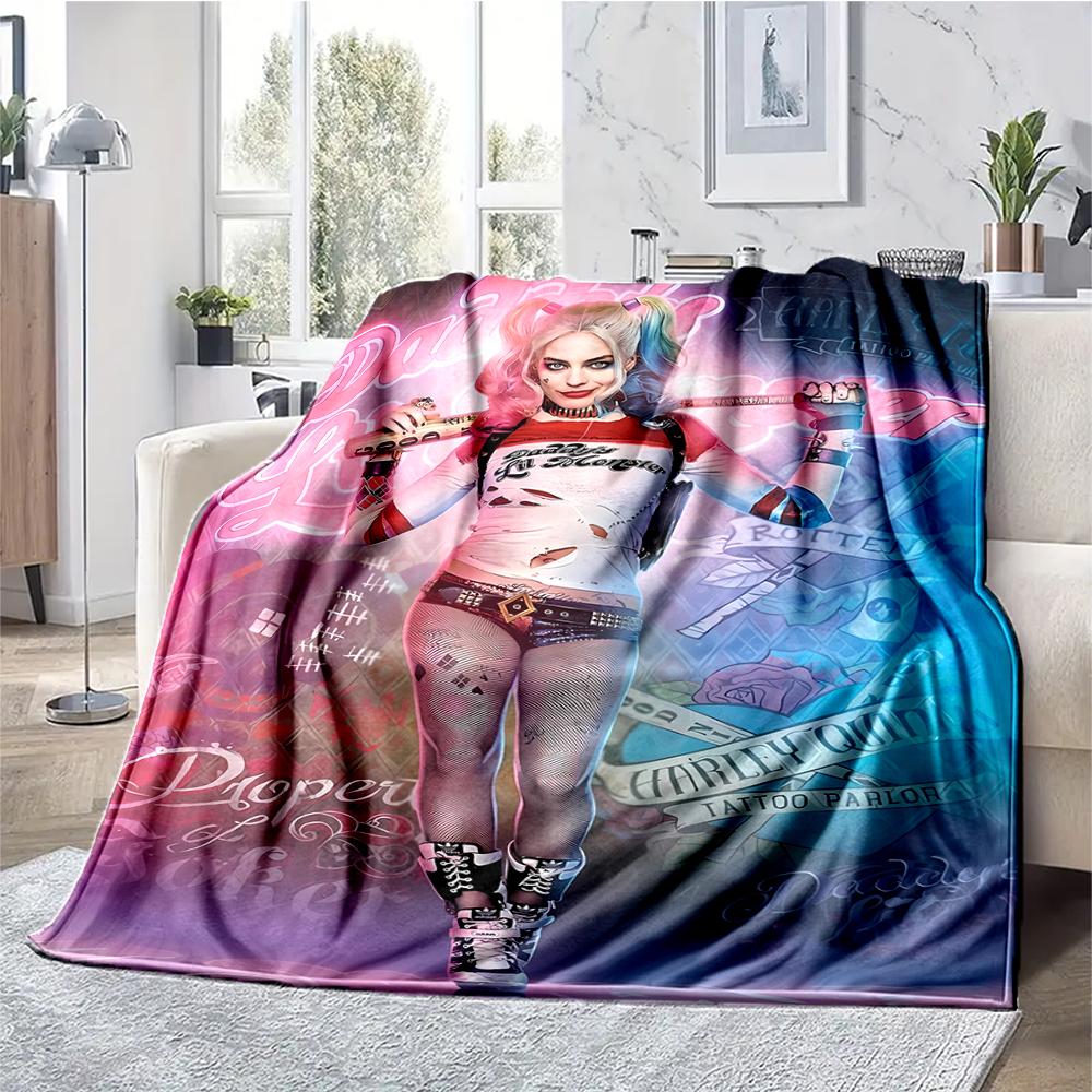 Harley Quinn Theme Printed Blanket - Perfect for Couch, Bed, Travel & Outdoor Use | Machine Washable, Cozy & Durable.