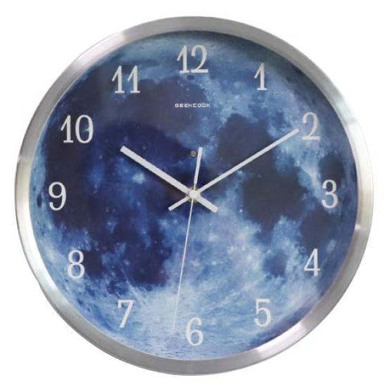 

GOLWIS Glowing Moon Wall 30cm Aluminum Copper Creates a Night Interior Housewarming Moving Wedding Gift Clock, Diameter, LED, Frame, Hands, Cordless,