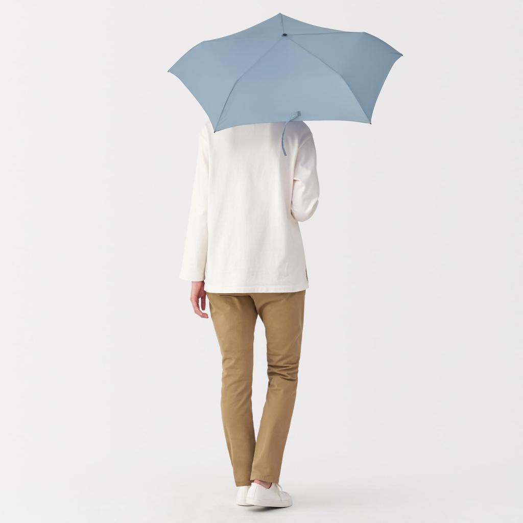 MUJI Lightweight Folding Umbrella for Sun and Unisex Smoky 50cm Rain, Adult, DEA03A5S, Blue,