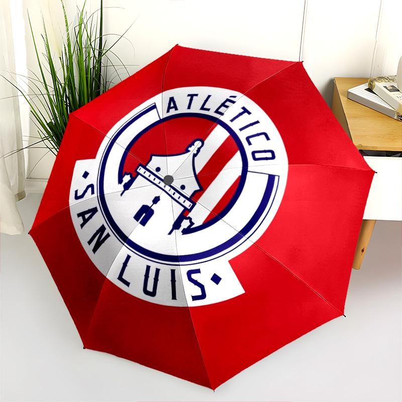 Atlético San Luis  pattern, automatic folding umbrella, portable and foldable design, 8 ribs, a Christmas or birthday gift.