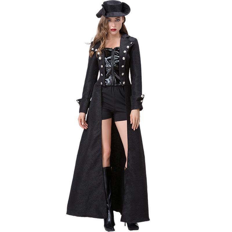 Medieval Steampunk Gothic Coat, Long Trench Coat for Women, Catwalk, Stage Performance Clothing