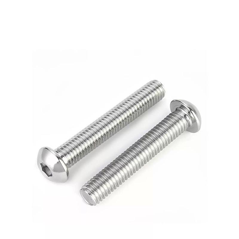 Śruby M8 201 ze stali nierdzewnej z gniazdem sześciokątnym, łbem półokrągłym, różne rodzaje