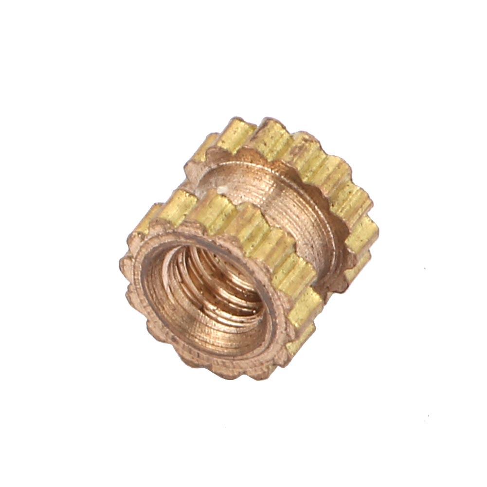M2 Brass Cylinder Knurled Round Molded In Insert Embedded Nuts (M2*4*3.5; 100pcs)