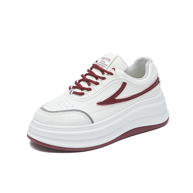 Women‘s Casual Chunky Platform Sneakers Breathable PU Leather Anti-Slip Sport Walking Shoes for Women Outdoor Comfortable Lace-up Tennis Sneakers