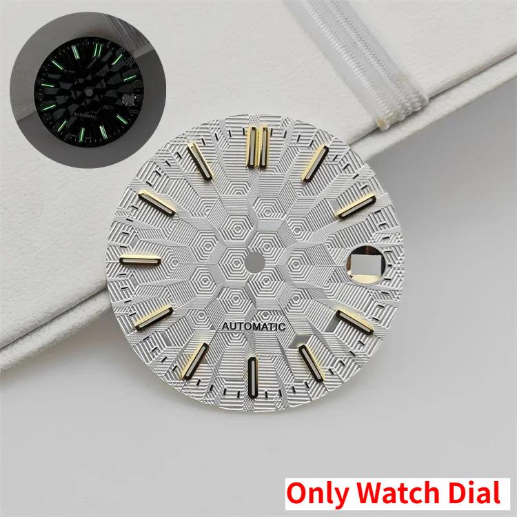 NH35 Watch Dial and Watch Hands 28.5mm Geometric Shapes Texture Dial Green Luminous Watch Accessories for NH35 NH36 Movement
