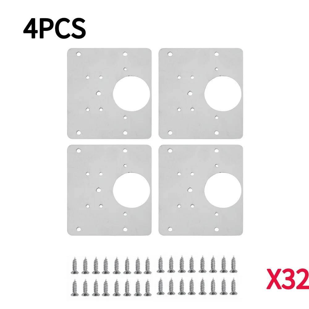 1-10Sets Stainless Steel Hinge Repair Plate Kits Cabinet Door Hinges Mounting Tool with Screw Flat Fixing Brackets Hardware Tool