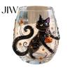 Fun Holiday Gifts Halloween Glass Tumbler, Embossed Pumpkin Ghost Cat Bat Drinking Glass, Unique Spooky Stemless Beverage Cups, Seasonal Drinkware for