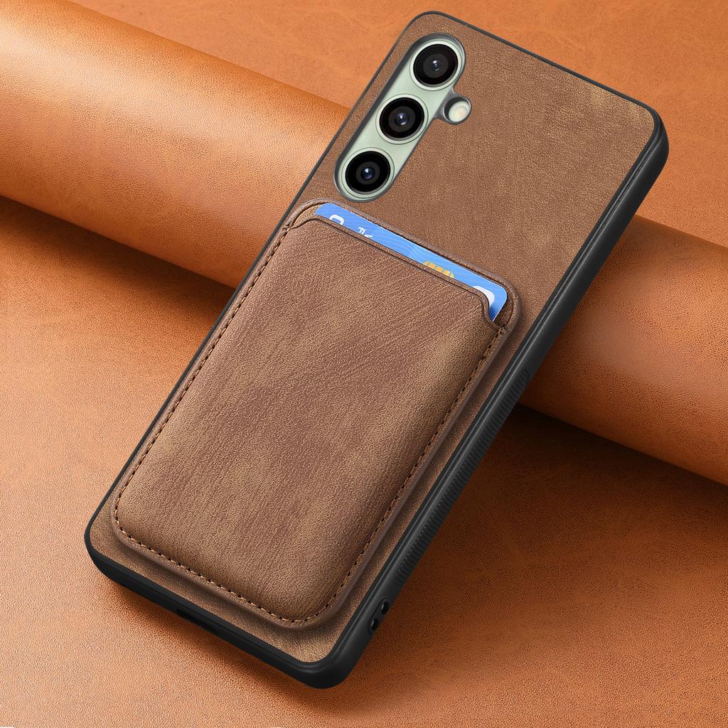 For Samsung Galaxy S25 Magnetic Case Leather Back Cover with Detachable Card Holder