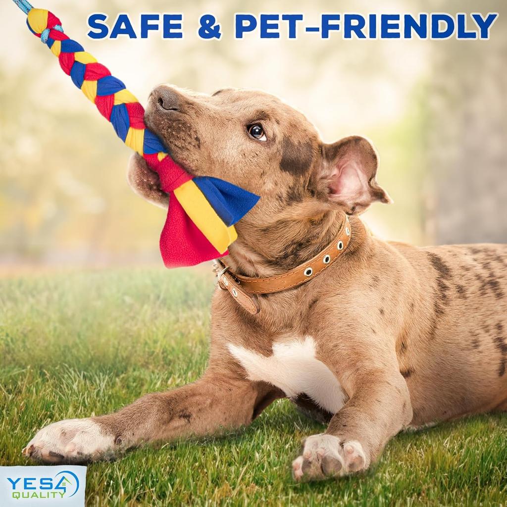 YES4QUALITY Flirt Pole for Dogs - Safe & Strong for Large Breeds with Nylon Cord - Spring Pole for Tug of War, Interactive Play & Puppy Training -