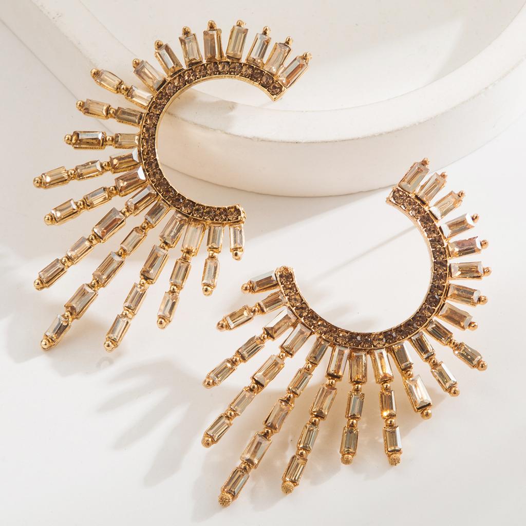 Korean Style Fashion Simple Versatile Geometric Square Long Earrings Retro C-shaped Niche Design Sense Exaggerated Earrings