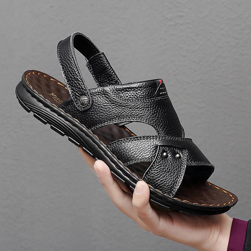 2023 Men s Genuine Leather Casual Beach Sandals 38