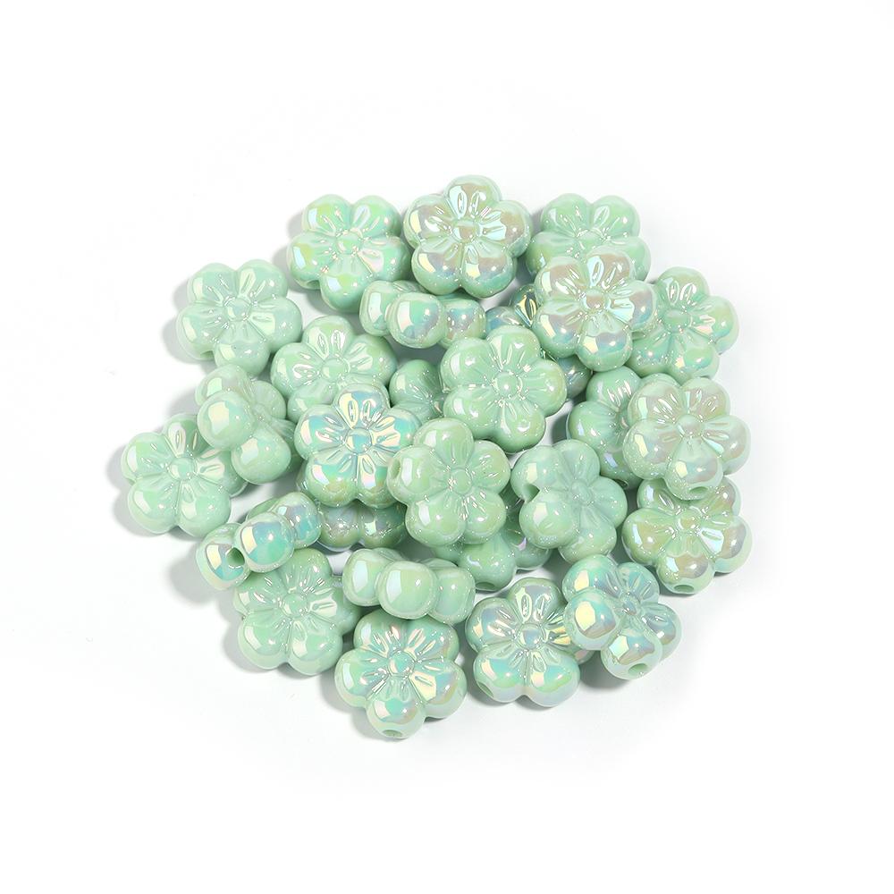 10pcs Colorful Acrylic Flower Beads Plated Color Five Petal Flower Big Hole Loose Beads For Jewelry Making DIY Bracelet Necklace