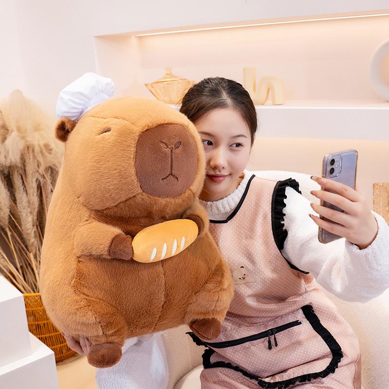 Chef Capybara Plush Toy Lovely Stuffed Capybara Plushies Soft Animal Doll Throw Pillow Room Decor Kawaii Toy Gift Girl