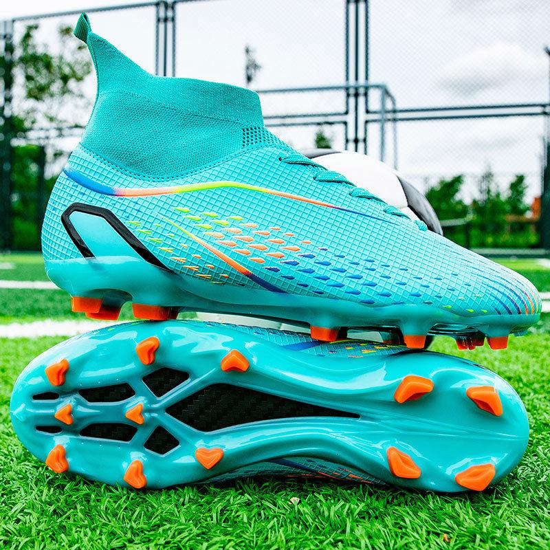 Overseas popular men's and women's high-top breathable football shoes professional grass football shoes long nails broken nails spot straight hair