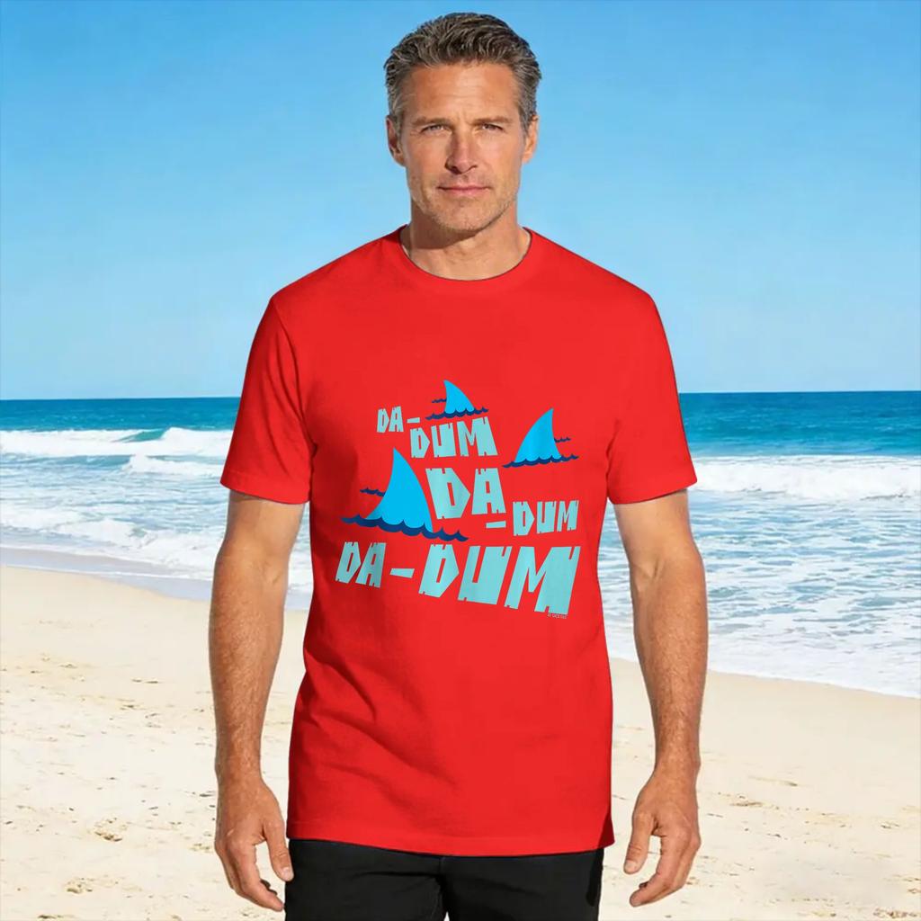 Jaws Da Dum Da Dum Blue Shark Fins Design T Shirt Summer Popular Tshirts 100 Cotton O Neck Plus Size 5xl Tees Short Sleeve