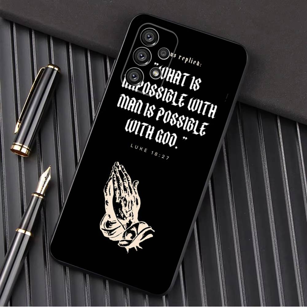 Verse of The Christian Bible Jesus Phone Case For Samsung Galaxy A13,A21s,A22,A31,A32,A52,A53,A71,A80,A91 Soft Black Shell