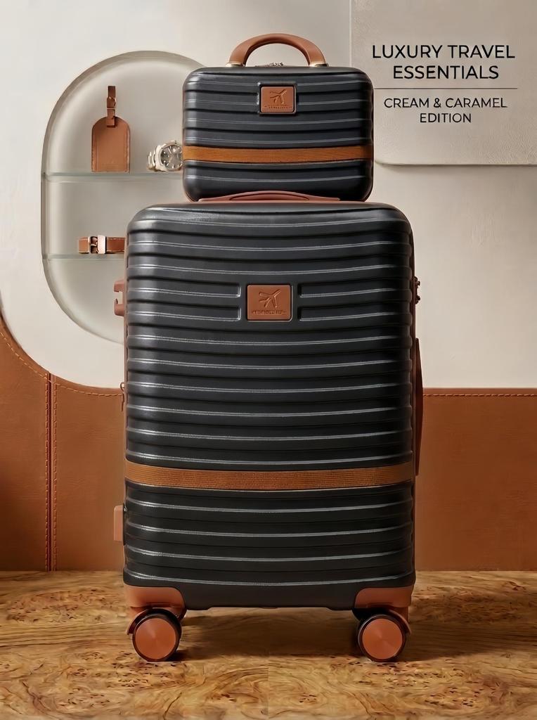 ABS+PC Expandable Trolley Case Set: Three-Piece Layered Storage Carry-on Suitcase for Travel.