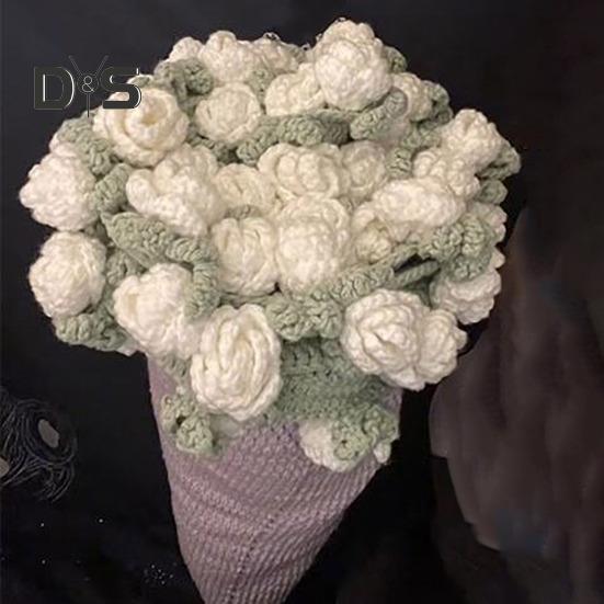 Crochet Flower Blanket Handmade Rose Bouquet Blanket Lily of The Valley Crocheted Bouquet Throw Blanket for Sofa Bed Couch Home Decor