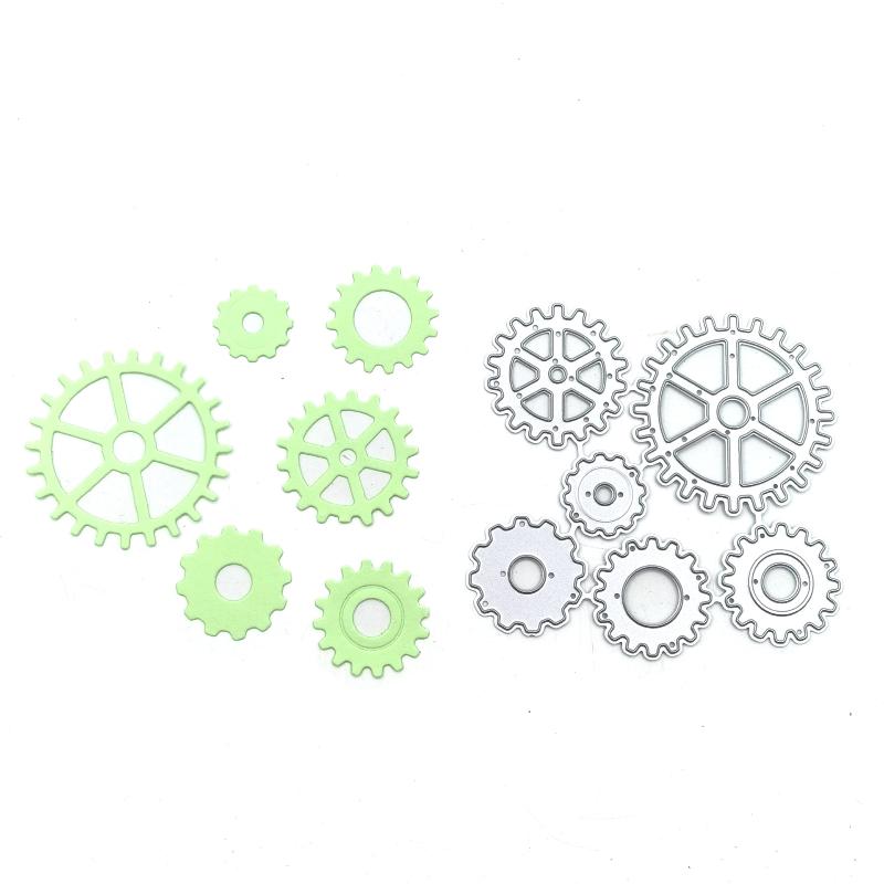 2Pcs Steampunk Gear Metal Cutting Dies For Scrapbooking Diy Clipart Photo Decoration Papercraft Cutter Die Mold Metal Stencil